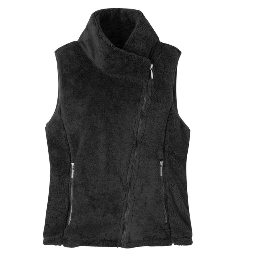 Mountain Khakis Wanderlust Fleece Vest M Zip Black Fuzzy Assymetric Moto